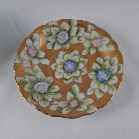 Trimont Gold Floral Tea Cup Saucer Hand Painted Green Collectible Vintage - Picture 13 of 16